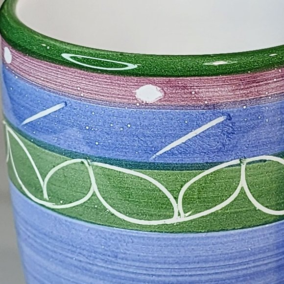 Vintage Pottery Barn Set Of 2 Hand Painted Ceramic Coffee Mug Made in Italy - Picture 14 of 16